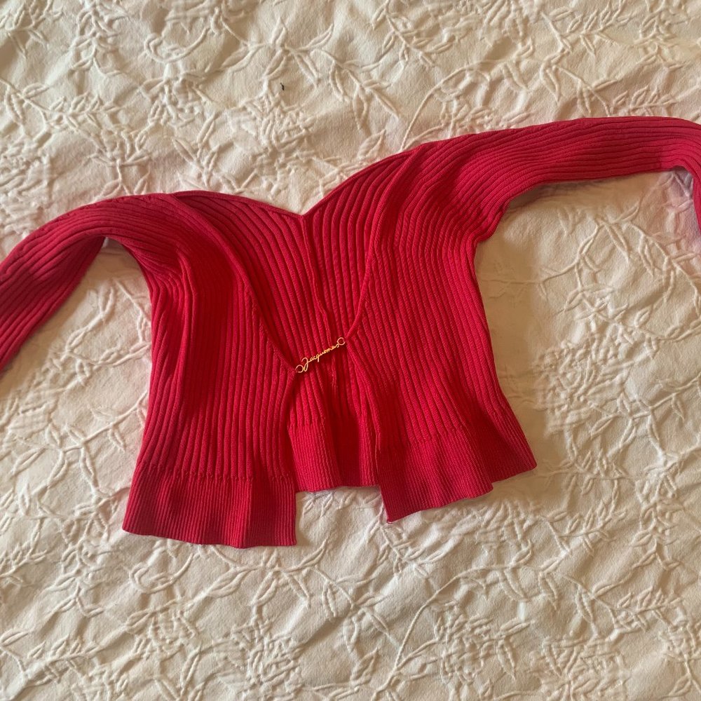 Jacquemus Red Ribbed Cardigan